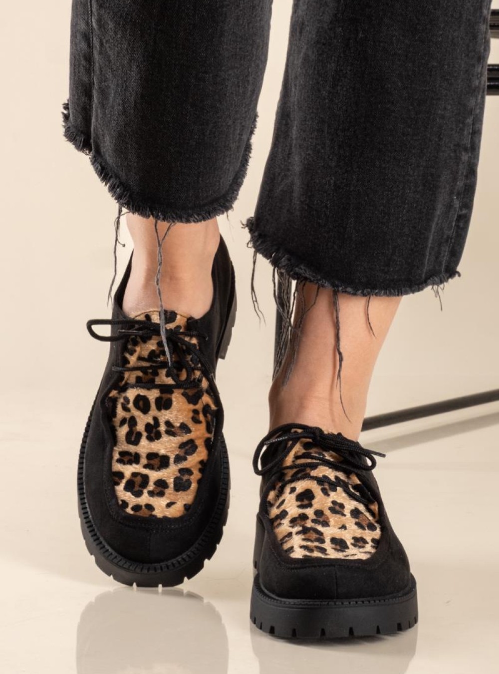Δετό loafer με animal print 330.2502-PS ΜΑΥΡΟ/ΛΕΟΠΑΡ Δετό loafer με animal print 330.2502-PS ΜΑΥΡΟ/ΛΕΟΠΑΡ