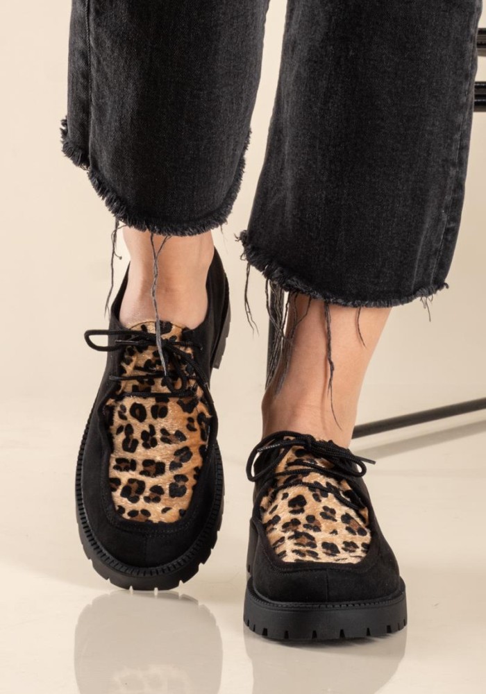 Δετό loafer με animal print 330.2502-PS ΜΑΥΡΟ/ΛΕΟΠΑΡ Δετό loafer με animal print 330.2502-PS ΜΑΥΡΟ/ΛΕΟΠΑΡ