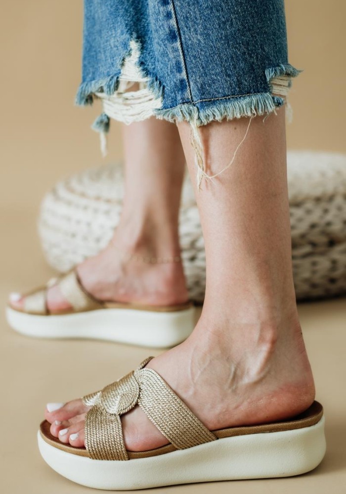 Flatforms με πλεκτή συμμετρική φάσα 431.Z103-L ΜΠΡΟΝΖΕ