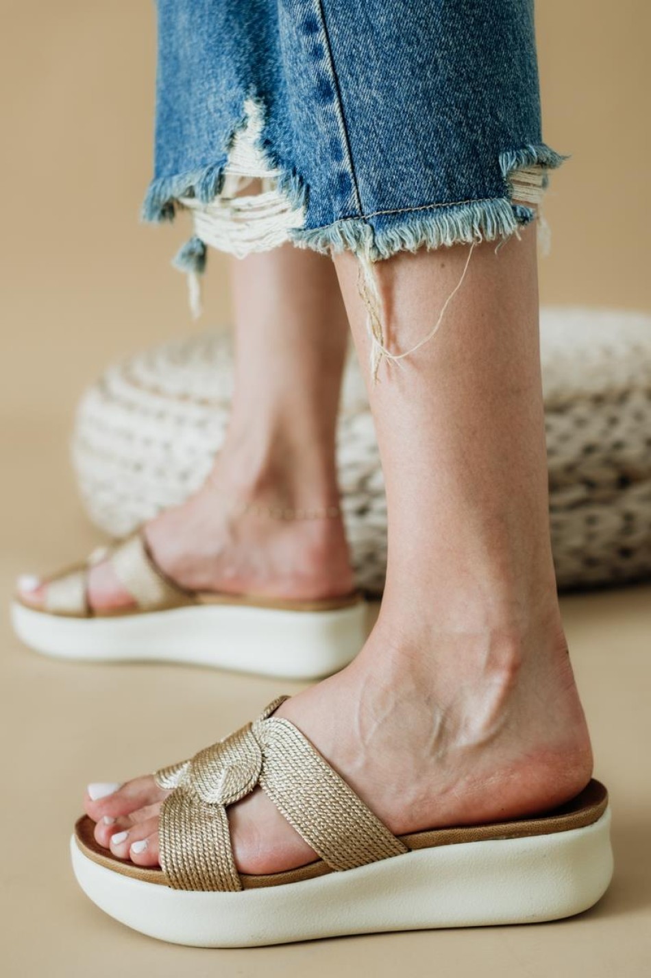 Flatforms με πλεκτή συμμετρική φάσα 431.Z103-L ΜΠΡΟΝΖΕ