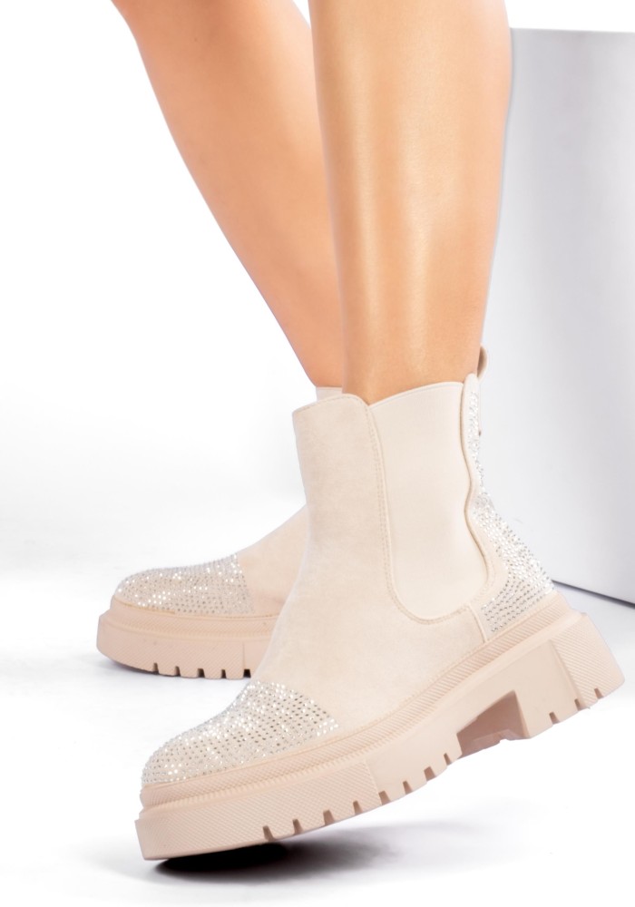 Chelsea suede μποτάκι με λάμψεις 396.SJ610-L ΜΠΕΖ