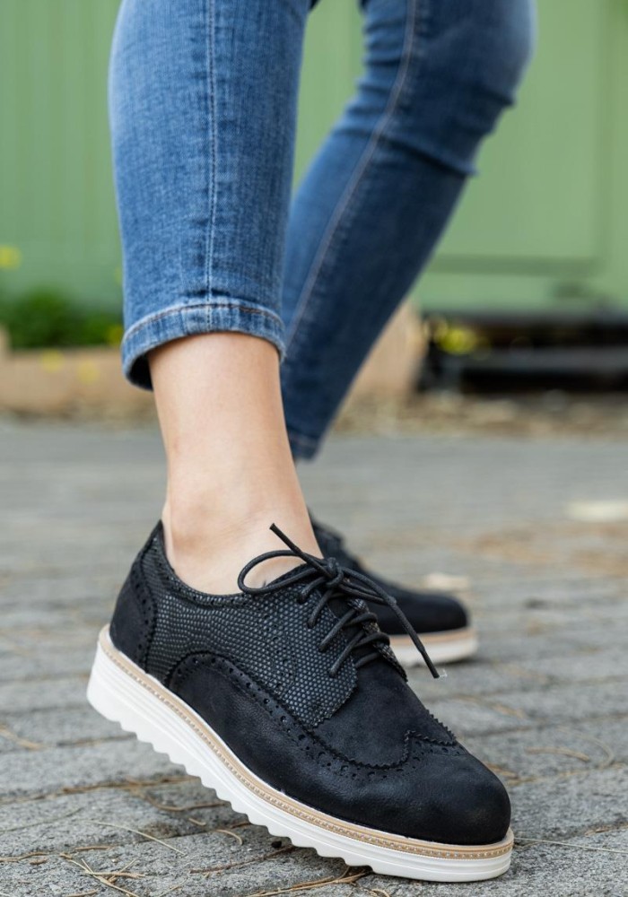 Oxfords με κορδόνι 330.2402-L ΜΑΥΡΟ
