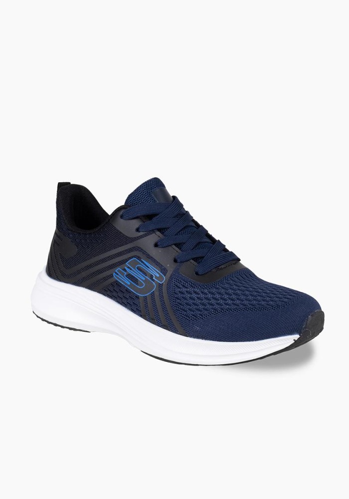 Ανδρικά υφασμάτινα running sneakers ΜΠΛΕ/ΑΣΠΡΟ