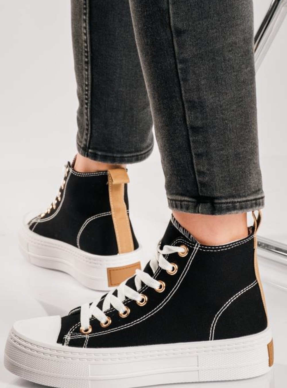 Υφασμάτινα δίσολα sneakers ΜΑΥΡΟ Υφασμάτινα δίσολα sneakers ΜΑΥΡΟ