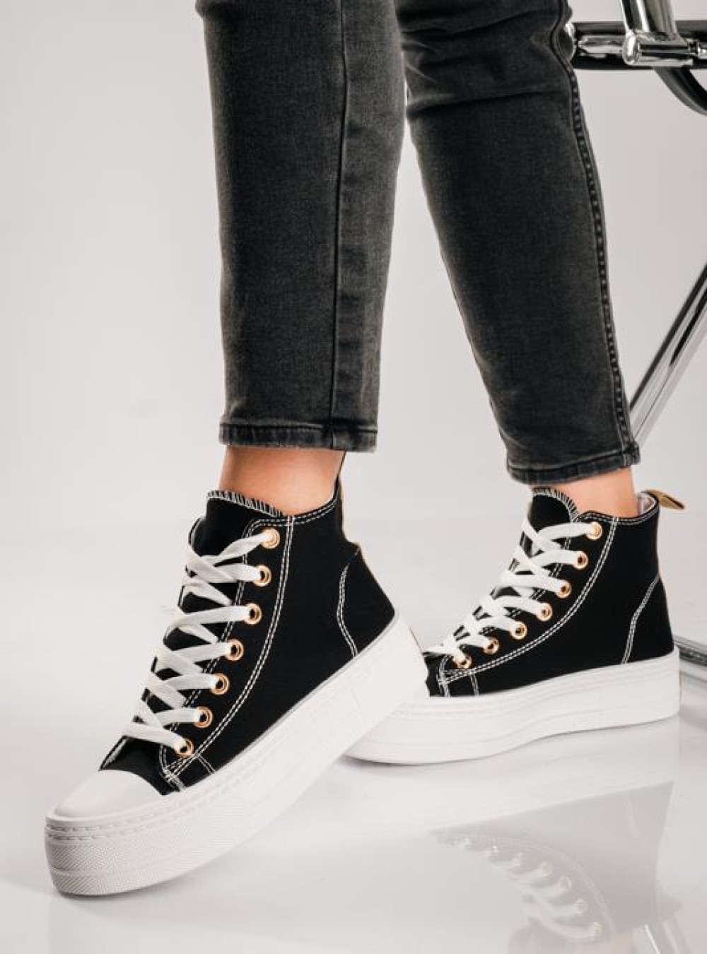 Υφασμάτινα δίσολα sneakers ΜΑΥΡΟ Υφασμάτινα δίσολα sneakers ΜΑΥΡΟ