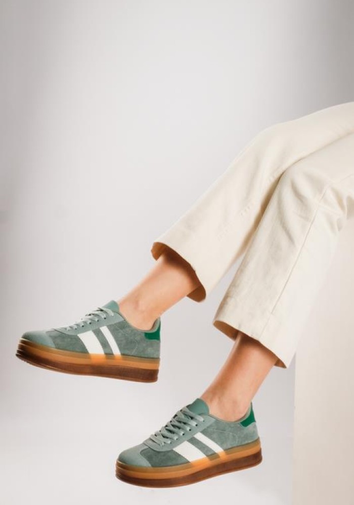 Street style δίσολα sneakers με ρίγες ΠΡΑΣΙΝΟ