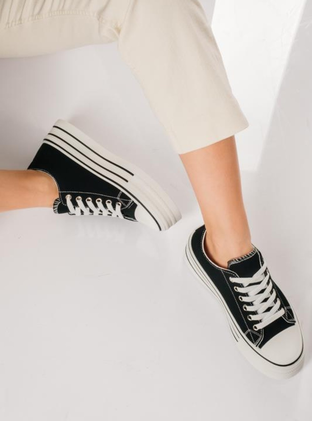 Υφασμάτινα δίσολα sneakers ΜΑΥΡΟ Υφασμάτινα δίσολα sneakers ΜΑΥΡΟ