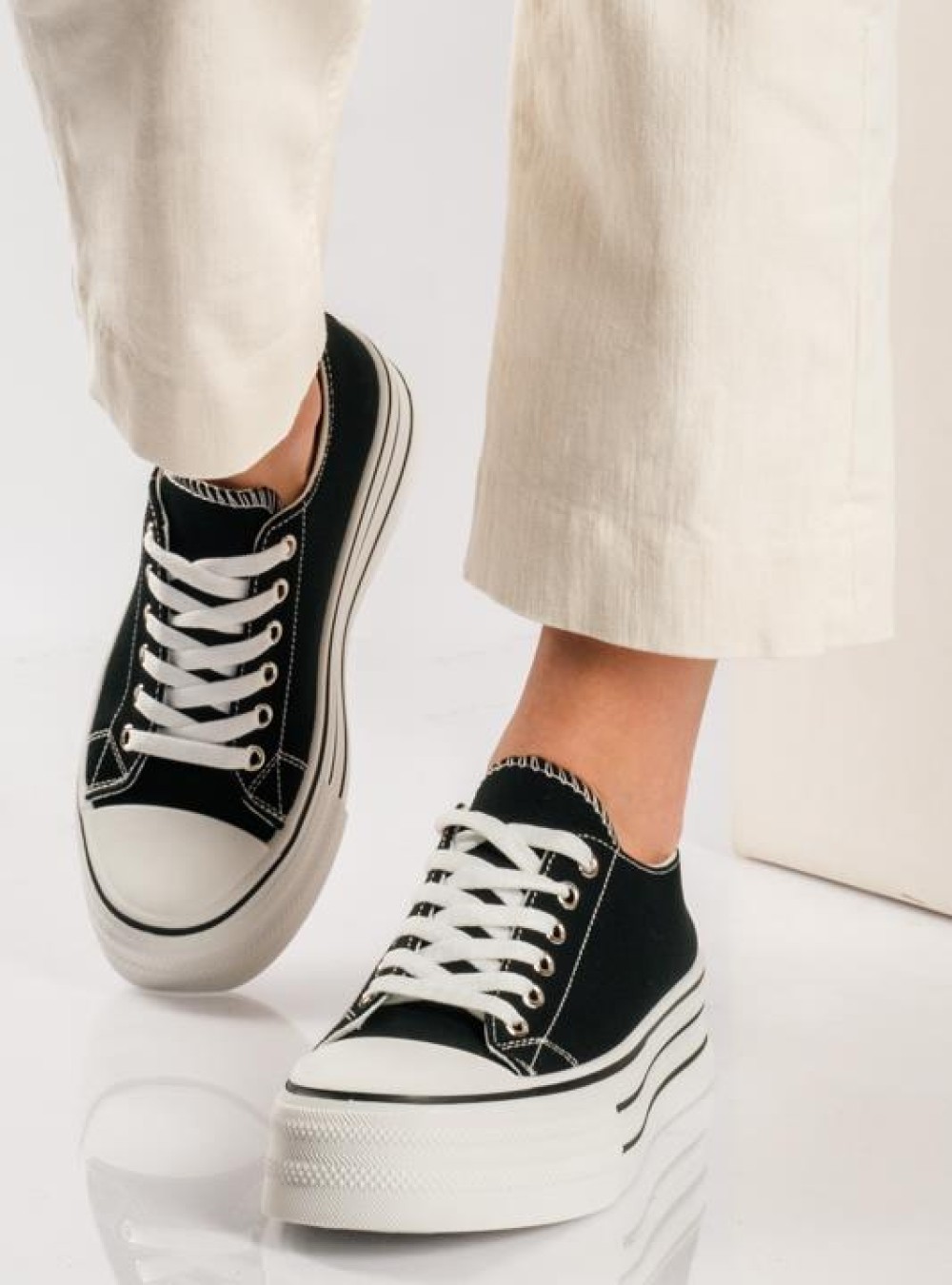 Υφασμάτινα δίσολα sneakers ΜΑΥΡΟ Υφασμάτινα δίσολα sneakers ΜΑΥΡΟ