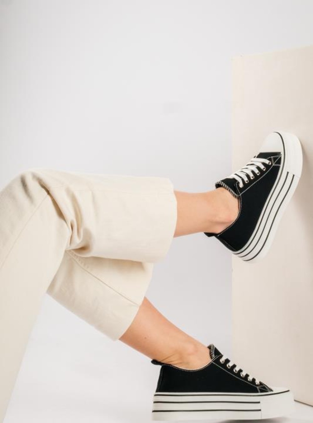 Υφασμάτινα δίσολα sneakers ΜΑΥΡΟ Υφασμάτινα δίσολα sneakers ΜΑΥΡΟ