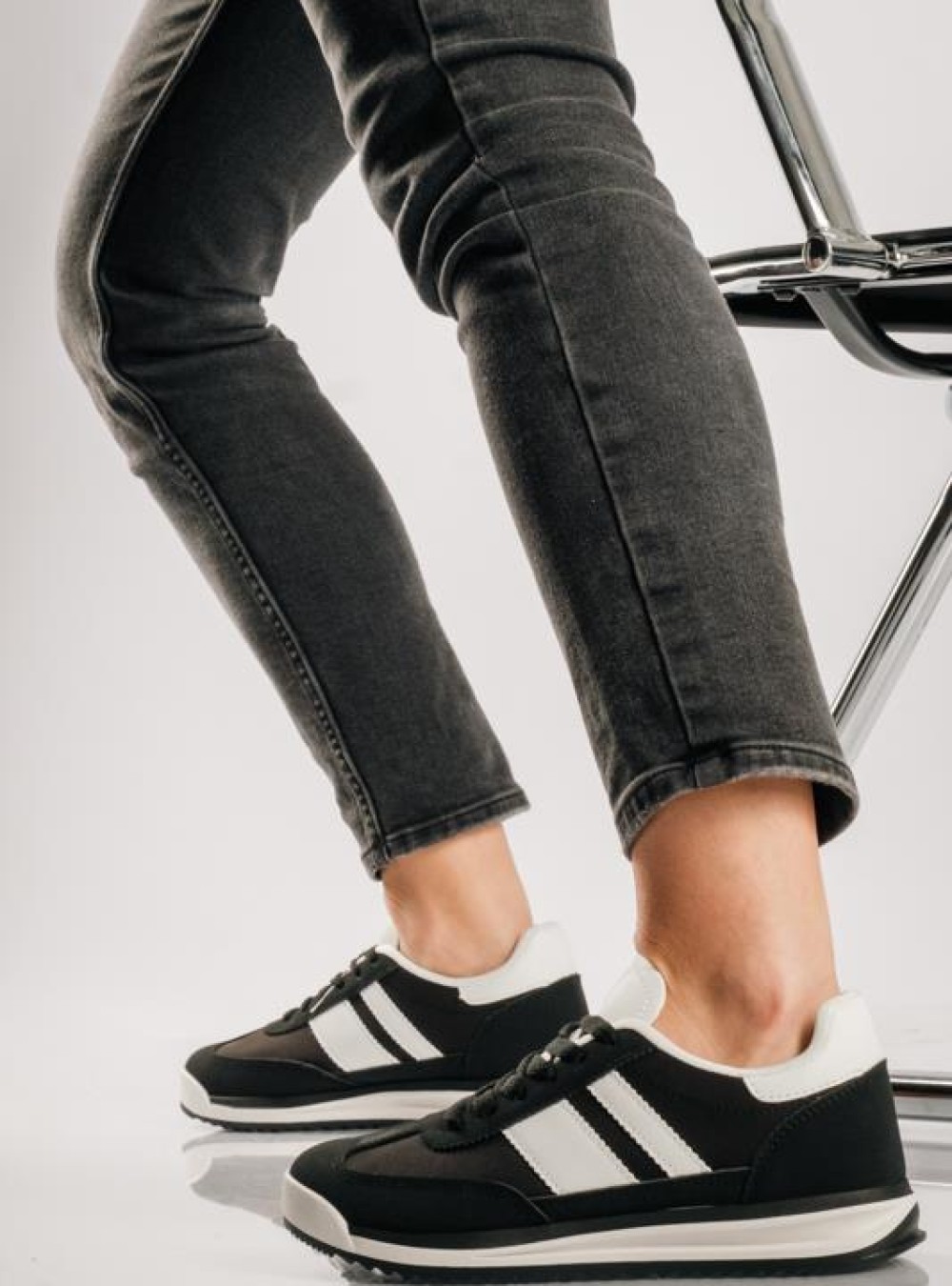 Street style sneakers με ρίγες ΜΑΥΡΟ Street style sneakers με ρίγες ΜΑΥΡΟ