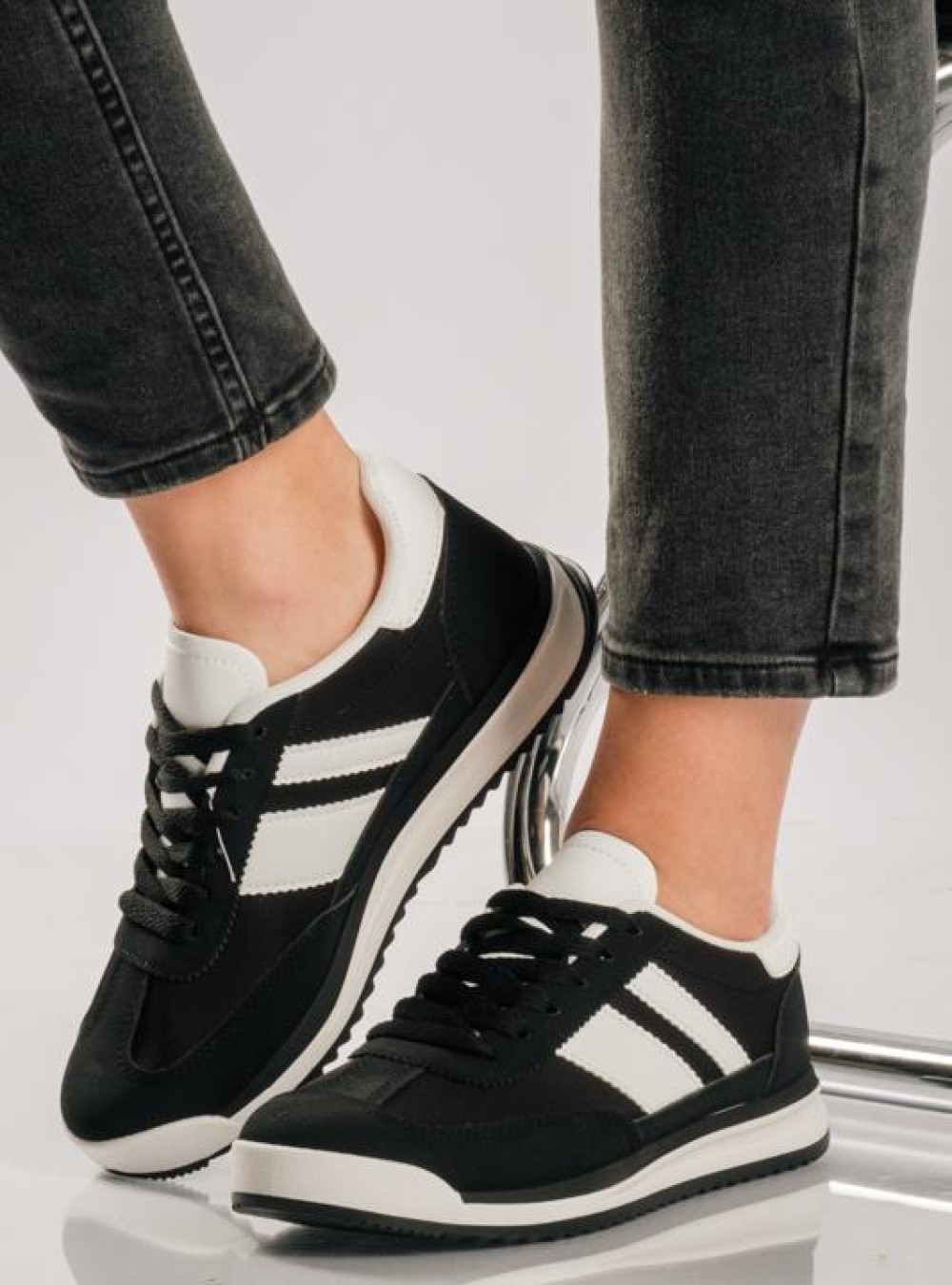 Street style sneakers με ρίγες ΜΑΥΡΟ Street style sneakers με ρίγες ΜΑΥΡΟ