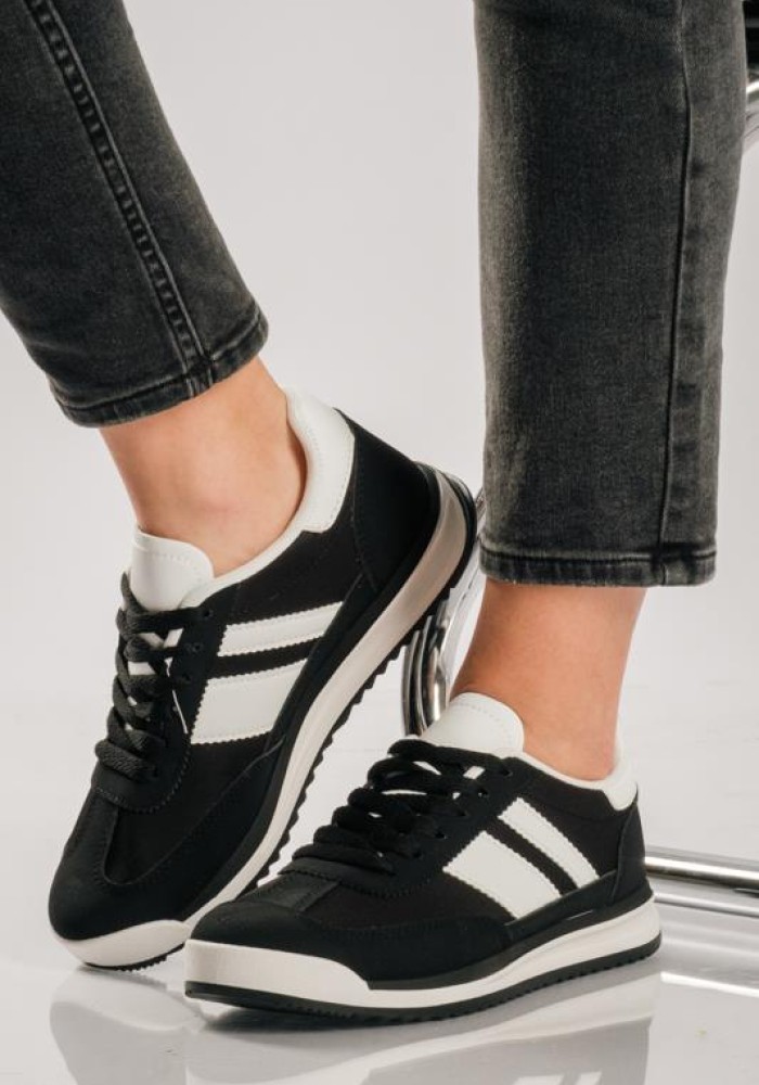 Street style sneakers με ρίγες ΜΑΥΡΟ