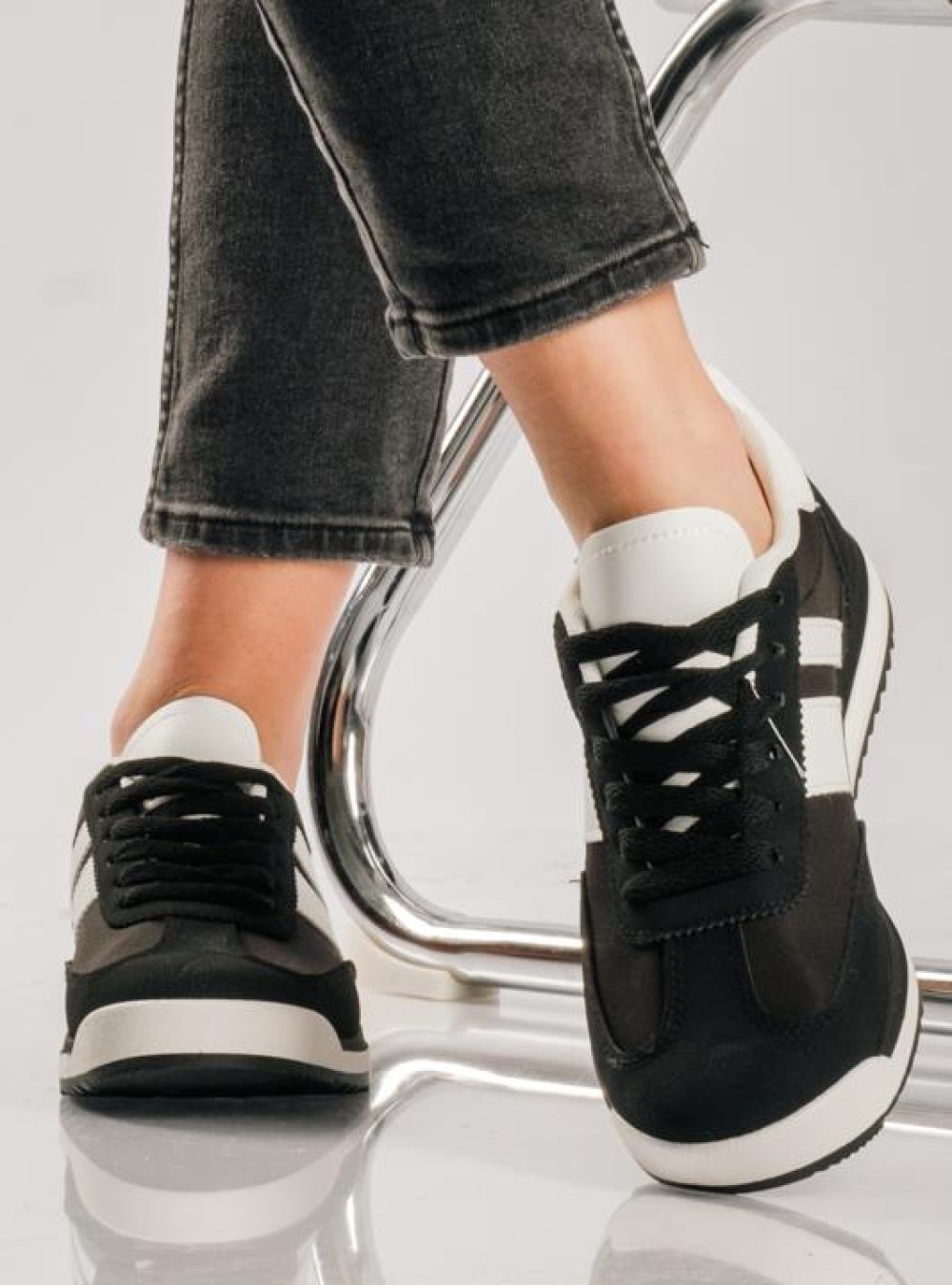 Street style sneakers με ρίγες ΜΑΥΡΟ Street style sneakers με ρίγες ΜΑΥΡΟ