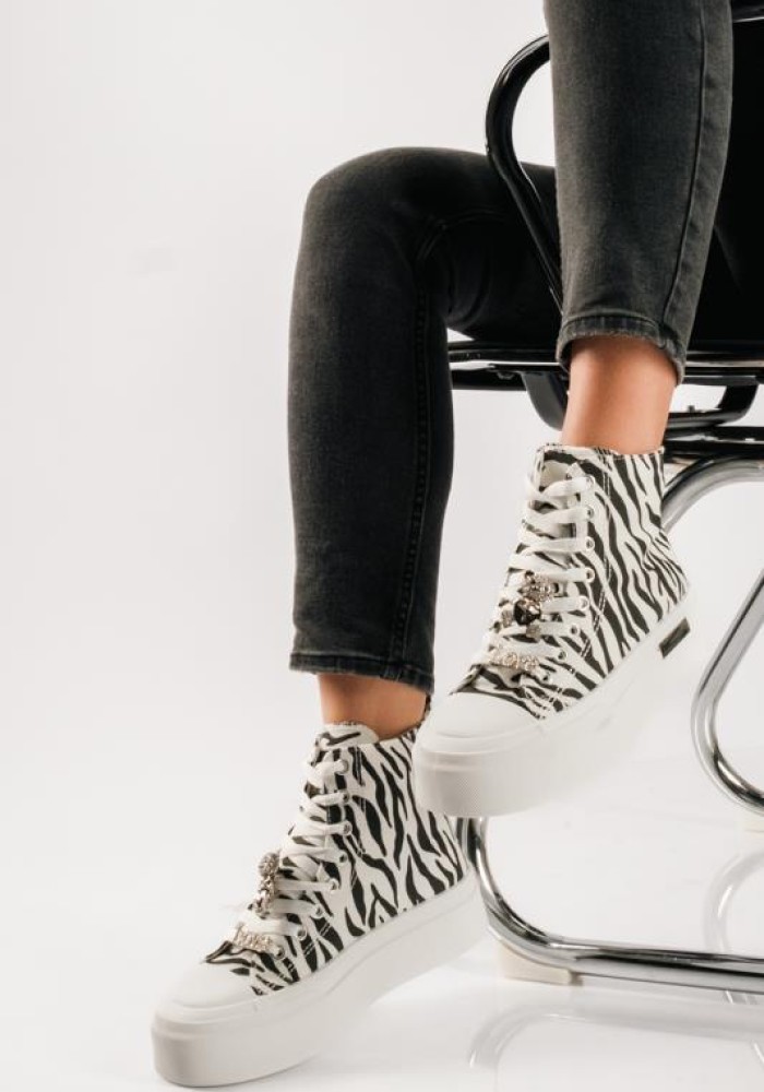 Δίσολα υφασμάτινα sneakers μποτάκια ZEBRA