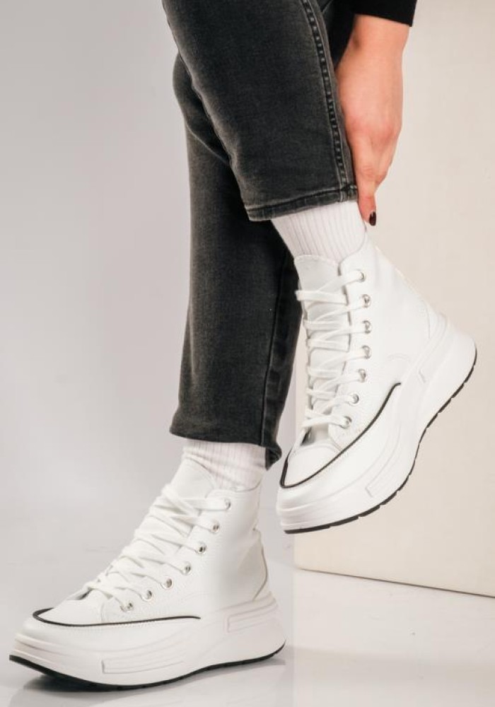 Δίσολα υφασμάτινα sneakers μποτάκια ΑΣΠΡΟ