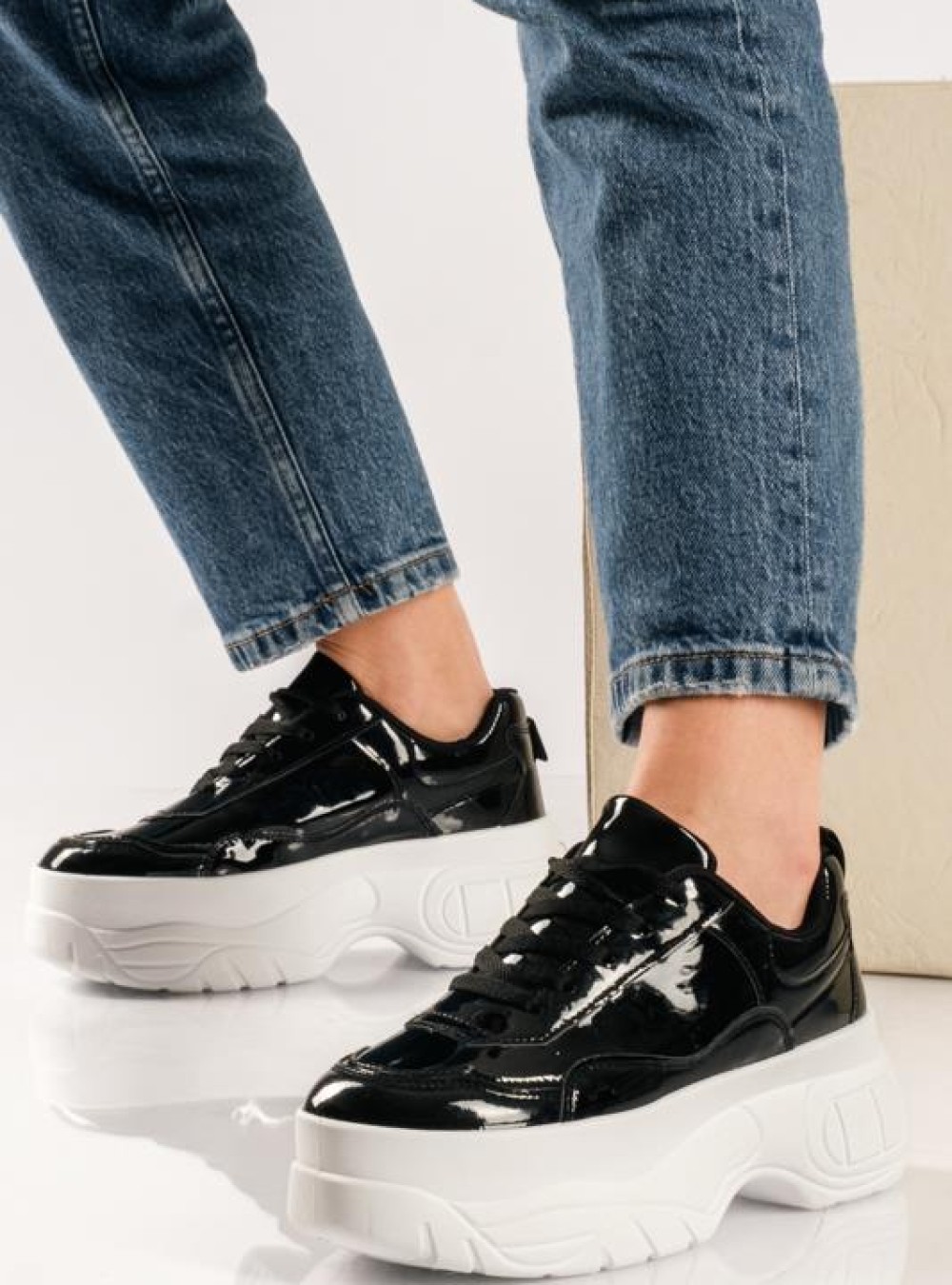 Λουστρίνι δίσολα sneakers ΜΑΥΡΟ/ΑΣΠΡΟ Λουστρίνι δίσολα sneakers ΜΑΥΡΟ/ΑΣΠΡΟ