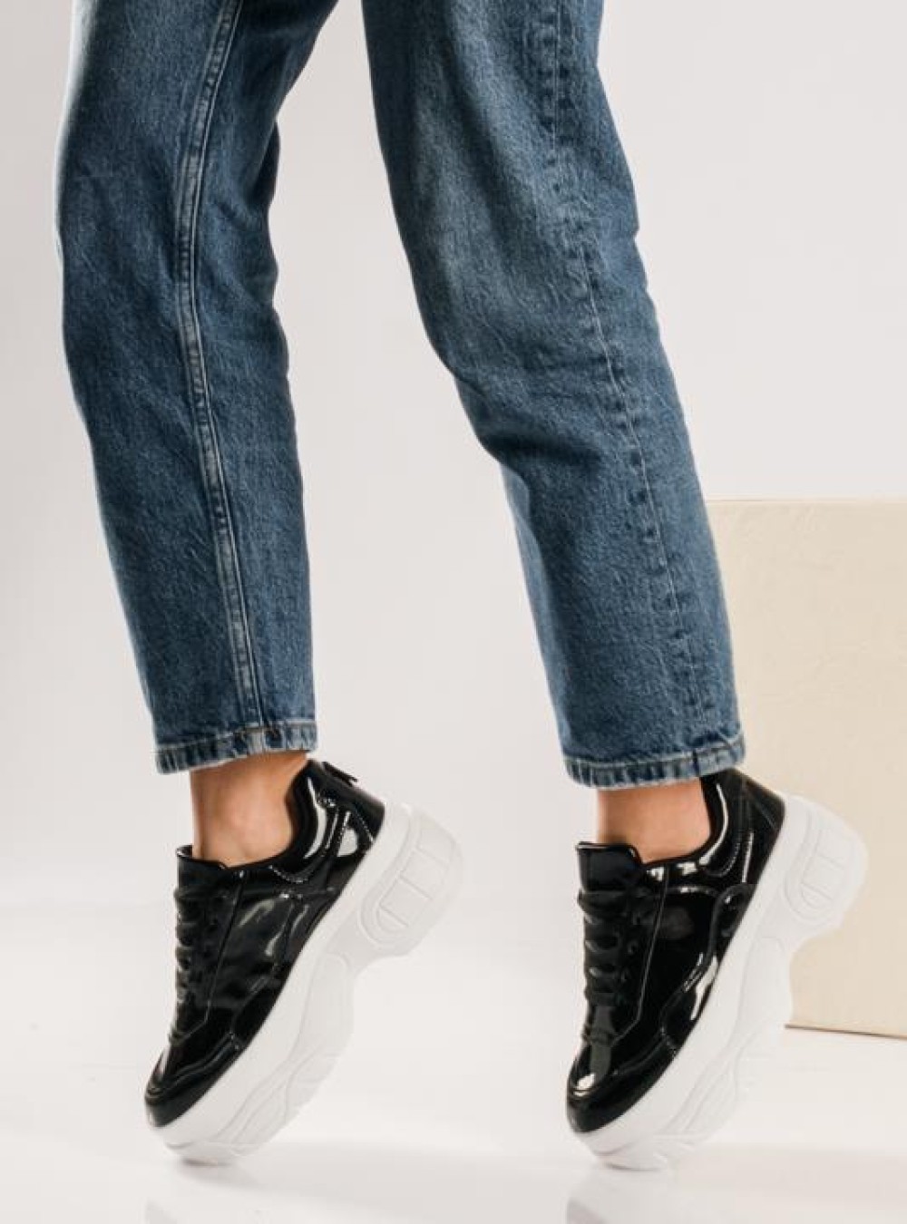 Λουστρίνι δίσολα sneakers ΜΑΥΡΟ/ΑΣΠΡΟ Λουστρίνι δίσολα sneakers ΜΑΥΡΟ/ΑΣΠΡΟ