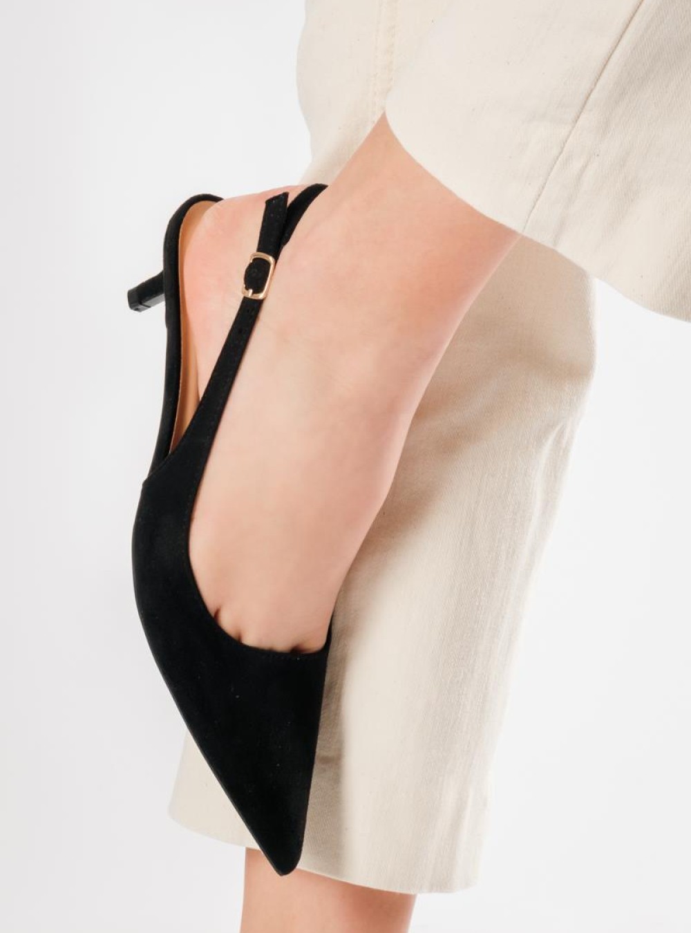 Slingback suede μυτερές γόβες ΜΑΥΡΟ Slingback suede μυτερές γόβες ΜΑΥΡΟ