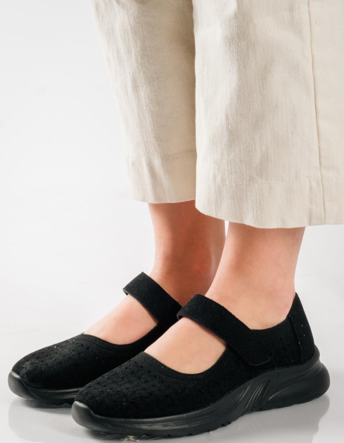 Comfort μπαλαρίνες με velcro ΜΑΥΡΟ