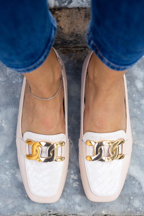 Flat loafers με διακοσμητική χρυσή χονδρή πλακέ αλυσίδα 412.H2162-L